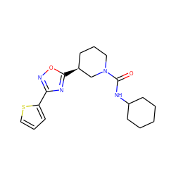 O=C(NC1CCCCC1)N1CCC[C@H](c2nc(-c3cccs3)no2)C1 ZINC000001364523