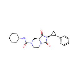 O=C(NC1CCCCC1)N1CCN2C(=O)N([C@H]3C[C@@H]3c3ccccc3)C(=O)[C@@H]2C1 ZINC000072175755