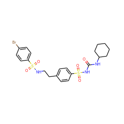 O=C(NC1CCCCC1)NS(=O)(=O)c1ccc(CCNS(=O)(=O)c2ccc(Br)cc2)cc1 ZINC000049878050