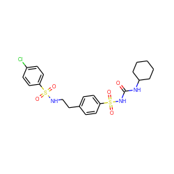 O=C(NC1CCCCC1)NS(=O)(=O)c1ccc(CCNS(=O)(=O)c2ccc(Cl)cc2)cc1 ZINC000040952155