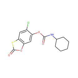 O=C(NC1CCCCC1)Oc1cc2oc(=O)sc2cc1Cl ZINC000000062338