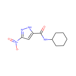 O=C(NC1CCCCC1)c1cc([N+](=O)[O-])n[nH]1 ZINC000000800677