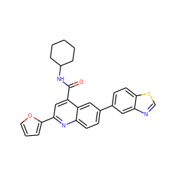 O=C(NC1CCCCC1)c1cc(-c2ccco2)nc2ccc(-c3ccc4scnc4c3)cc12 ZINC000149868776