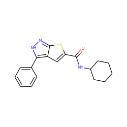 O=C(NC1CCCCC1)c1cc2c(-c3ccccc3)[nH]nc2s1 ZINC000028565132