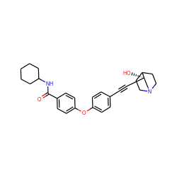 O=C(NC1CCCCC1)c1ccc(Oc2ccc(C#C[C@]3(O)CN4CCC3CC4)cc2)cc1 ZINC000073219785