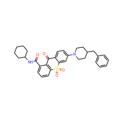 O=C(NC1CCCCC1)c1cccc2c1C(=O)c1ccc(N3CCC(Cc4ccccc4)CC3)cc1S2(=O)=O ZINC000064622506