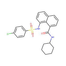 O=C(NC1CCCCC1)c1cccc2cccc(NS(=O)(=O)c3ccc(Cl)cc3)c12 ZINC000027555755