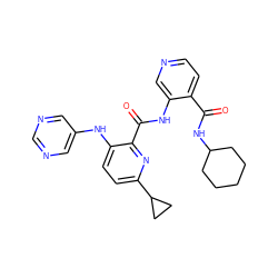 O=C(NC1CCCCC1)c1ccncc1NC(=O)c1nc(C2CC2)ccc1Nc1cncnc1 ZINC000169701717