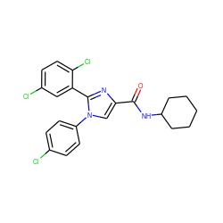 O=C(NC1CCCCC1)c1cn(-c2ccc(Cl)cc2)c(-c2cc(Cl)ccc2Cl)n1 ZINC000028702456