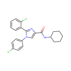 O=C(NC1CCCCC1)c1cn(-c2ccc(Cl)cc2)c(-c2ccccc2Cl)n1 ZINC000028702463