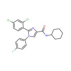 O=C(NC1CCCCC1)c1cn(-c2ccc(F)cc2)c(-c2ccc(Cl)cc2Cl)n1 ZINC000028702454