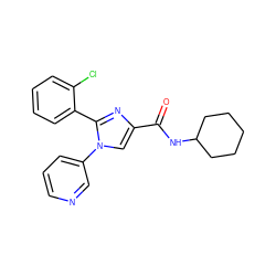 O=C(NC1CCCCC1)c1cn(-c2cccnc2)c(-c2ccccc2Cl)n1 ZINC000028702480