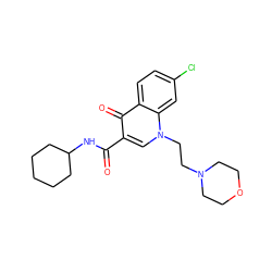 O=C(NC1CCCCC1)c1cn(CCN2CCOCC2)c2cc(Cl)ccc2c1=O ZINC000013831245