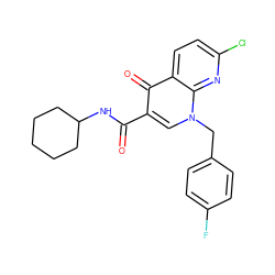 O=C(NC1CCCCC1)c1cn(Cc2ccc(F)cc2)c2nc(Cl)ccc2c1=O ZINC000035050292