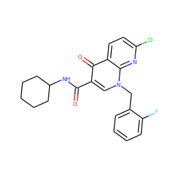 O=C(NC1CCCCC1)c1cn(Cc2ccccc2F)c2nc(Cl)ccc2c1=O ZINC000035050286