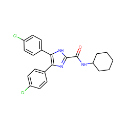 O=C(NC1CCCCC1)c1nc(-c2ccc(Cl)cc2)c(-c2ccc(Cl)cc2)[nH]1 ZINC000001542233