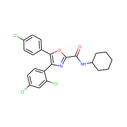 O=C(NC1CCCCC1)c1nc(-c2ccc(Cl)cc2Cl)c(-c2ccc(Cl)cc2)o1 ZINC000028344879