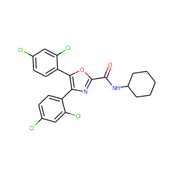 O=C(NC1CCCCC1)c1nc(-c2ccc(Cl)cc2Cl)c(-c2ccc(Cl)cc2Cl)o1 ZINC000028342175