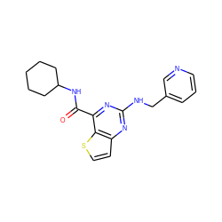 O=C(NC1CCCCC1)c1nc(NCc2cccnc2)nc2ccsc12 ZINC000049110346