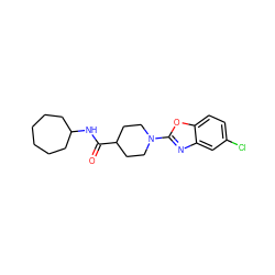 O=C(NC1CCCCCC1)C1CCN(c2nc3cc(Cl)ccc3o2)CC1 ZINC000095598445