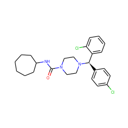 O=C(NC1CCCCCC1)N1CCN([C@H](c2ccc(Cl)cc2)c2ccccc2Cl)CC1 ZINC000040422331