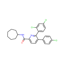 O=C(NC1CCCCCC1)c1ccc(-c2ccc(Cl)cc2)c(-c2ccc(Cl)cc2Cl)n1 ZINC000028129636