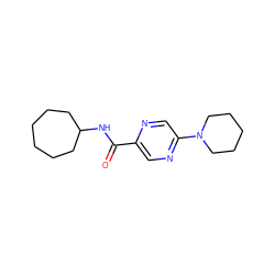 O=C(NC1CCCCCC1)c1cnc(N2CCCCC2)cn1 ZINC000028882465