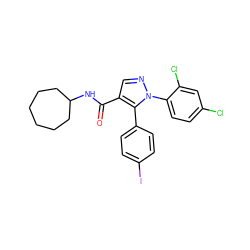 O=C(NC1CCCCCC1)c1cnn(-c2ccc(Cl)cc2Cl)c1-c1ccc(I)cc1 ZINC000042876994