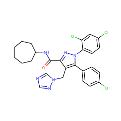 O=C(NC1CCCCCC1)c1nn(-c2ccc(Cl)cc2Cl)c(-c2ccc(Cl)cc2)c1Cn1cncn1 ZINC000049762165