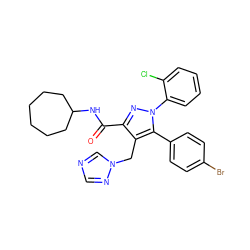 O=C(NC1CCCCCC1)c1nn(-c2ccccc2Cl)c(-c2ccc(Br)cc2)c1Cn1cncn1 ZINC000049767294