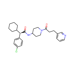 O=C(NC1CCN(C(=O)CCc2cccnc2)CC1)[C@@H](c1ccc(Cl)cc1)C1CCCCC1 ZINC000028818733