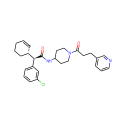 O=C(NC1CCN(C(=O)CCc2cccnc2)CC1)[C@@H](c1cccc(Cl)c1)[C@H]1C=CCCC1 ZINC000028818753