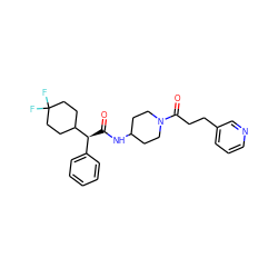 O=C(NC1CCN(C(=O)CCc2cccnc2)CC1)[C@@H](c1ccccc1)C1CCC(F)(F)CC1 ZINC000028818639