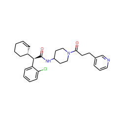 O=C(NC1CCN(C(=O)CCc2cccnc2)CC1)[C@@H](c1ccccc1Cl)[C@H]1C=CCCC1 ZINC000028818745