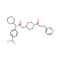 O=C(NC1CCN(C(=O)CCc2cccnc2)CC1)[C@H](c1ccc([N+](=O)[O-])cc1)C1CCCCC1 ZINC000028818772