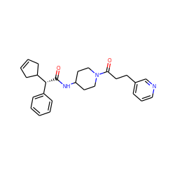 O=C(NC1CCN(C(=O)CCc2cccnc2)CC1)[C@H](c1ccccc1)C1CC=CC1 ZINC000028818654