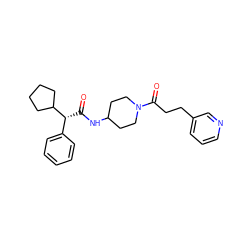 O=C(NC1CCN(C(=O)CCc2cccnc2)CC1)[C@H](c1ccccc1)C1CCCC1 ZINC000028818649