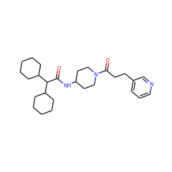 O=C(NC1CCN(C(=O)CCc2cccnc2)CC1)C(C1CCCCC1)C1CCCCC1 ZINC000028818782