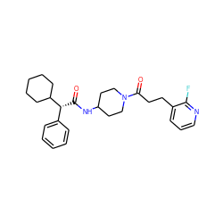 O=C(NC1CCN(C(=O)CCc2cccnc2F)CC1)[C@H](c1ccccc1)C1CCCCC1 ZINC000028818791