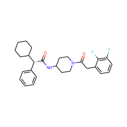 O=C(NC1CCN(C(=O)Cc2cccc(F)c2F)CC1)[C@H](c1ccccc1)C1CCCCC1 ZINC000028818817