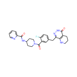 O=C(NC1CCN(C(=O)c2cc(Cc3n[nH]c(=O)c4c3NCCC4)ccc2F)CC1)c1ccccn1 ZINC000140114065