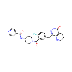 O=C(NC1CCN(C(=O)c2cc(Cc3n[nH]c(=O)c4c3NCCC4)ccc2F)CC1)c1ccncc1 ZINC000140113742