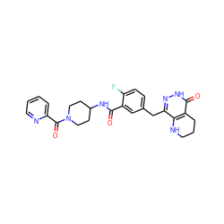 O=C(NC1CCN(C(=O)c2ccccn2)CC1)c1cc(Cc2n[nH]c(=O)c3c2NCCC3)ccc1F ZINC000140172496