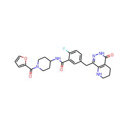 O=C(NC1CCN(C(=O)c2ccco2)CC1)c1cc(Cc2n[nH]c(=O)c3c2NCCC3)ccc1F ZINC000140231891