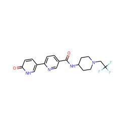 O=C(NC1CCN(CC(F)(F)F)CC1)c1ccc(-c2ccc(=O)[nH]c2)nc1 ZINC000299852228