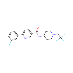 O=C(NC1CCN(CC(F)(F)F)CC1)c1ccc(-c2cccc(F)c2)nc1 ZINC000058649826