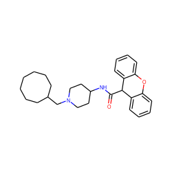 O=C(NC1CCN(CC2CCCCCCC2)CC1)C1c2ccccc2Oc2ccccc21 ZINC000013862613