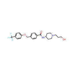 O=C(NC1CCN(CCCO)CC1)c1ccc(COc2ccc(C(F)(F)F)cc2)cc1 ZINC000299826572