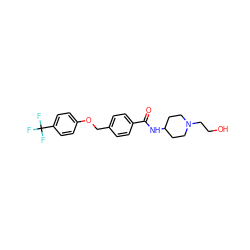 O=C(NC1CCN(CCO)CC1)c1ccc(COc2ccc(C(F)(F)F)cc2)cc1 ZINC000299830268