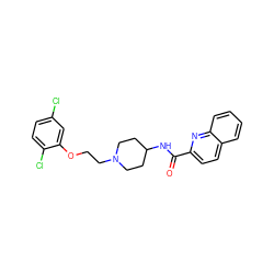 O=C(NC1CCN(CCOc2cc(Cl)ccc2Cl)CC1)c1ccc2ccccc2n1 ZINC000095572599